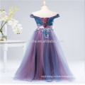 Purple Long Lace Cap Sleeve Modern Style In Stock Chiffon Bridesmaid Dress